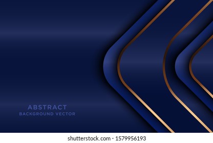 Dark navy blue background overlap layer with golden lines. Texture with silver and gold glitter dots element decoration.