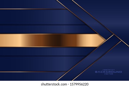 Dark navy blue background overlap layer with golden lines. Texture with silver and gold glitter dots element decoration.