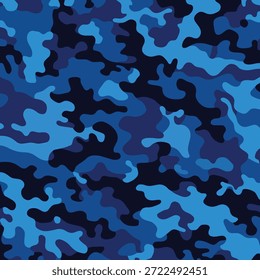 Dunkelblaue Camouflage nahtloses Muster. Vektor Midnight Military Texture. Tactical Police oder Army Night Camo Hintergrund.