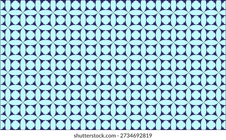 Dark navy blue petals and light sky-blue petals are arranged in a square formation. This pattern follows a flat design style and is inspired by a four-petaled flower.