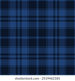 Padrão azul escuro tartan xadrez. Padrão de verificação sem emenda do vetor para tecido xadrez, camisa de flanela, cobertor, roupas, saia, toalha de mesa, têxtil.