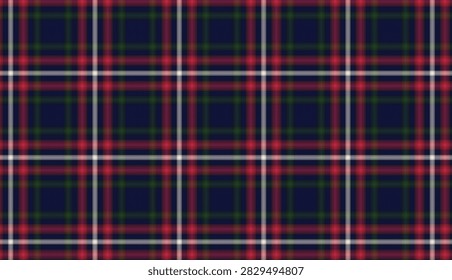 Dark Navy Green and Red Plaid Tartan Pattern with Cream White Stripes, Layered Checkered Grid, Woven Textile Texture, and Classic Seamless Fabric Background