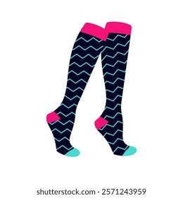 Dark navy socks with blue diamonds Illustration. Ideal for fashion projects, clothing catalogs, digital prints, or playful design themes.