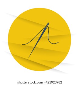 Dark Needle icon label on wrinkled paper