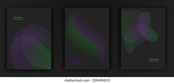 Dark neon abstract backgrounds set vector illustration.