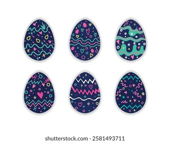 Dark Neon Doodle Easter Eggs