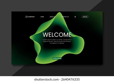 Dark Neon Green Abstract Landing Page UI Design