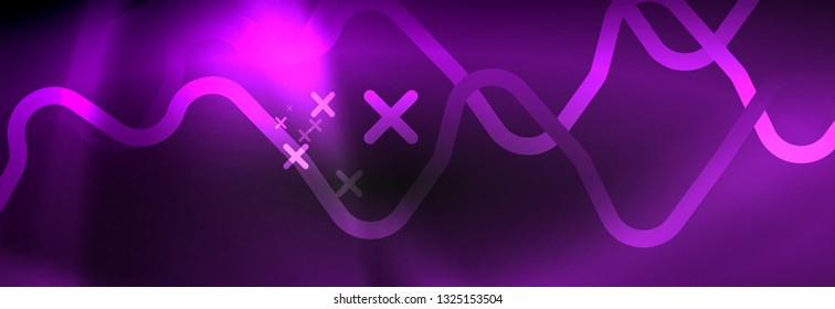 Plantilla de luminosidad de neón oscuro, diseño de líneas de fondo vectorial abstractas