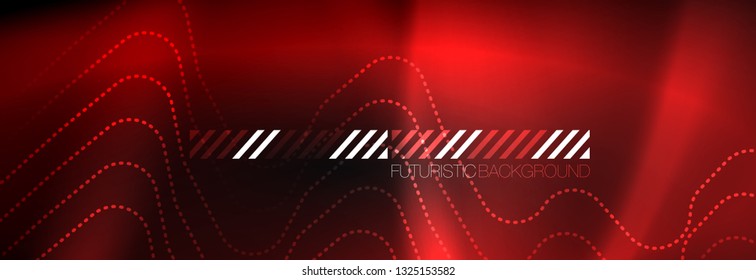Dark neon light glowing template, abstract vector background lines design