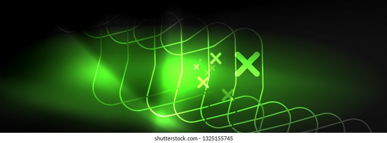 Plantilla de luminosidad de neón oscuro, diseño de líneas de fondo vectorial abstractas