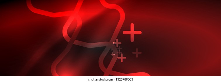 Plantilla de luminosidad de neón oscuro, diseño de líneas de fondo vectorial abstractas