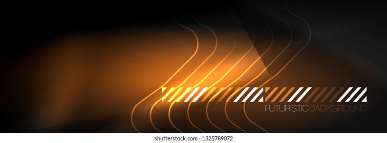 Dark neon light glowing template, abstract vector background lines design