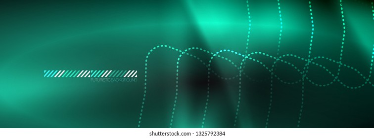 Dark neon light glowing template, abstract vector background lines design