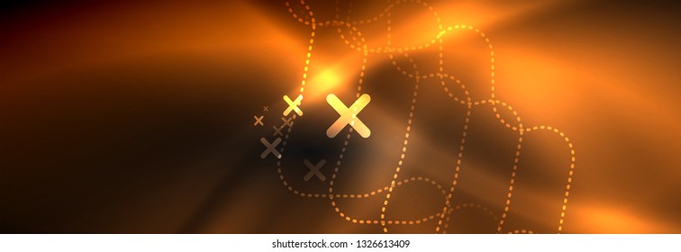 Dark neon light glowing template, abstract vector background lines design