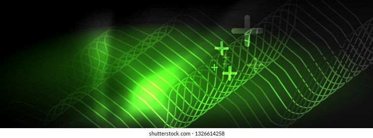 Plantilla de luminosidad de neón oscuro, diseño de líneas de fondo vectorial abstractas