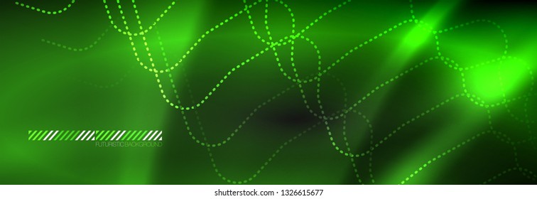 Dark neon light glowing template, abstract vector background lines design