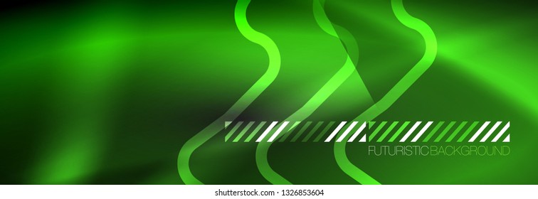 Plantilla de luminosidad de neón oscuro, diseño de líneas de fondo vectorial abstractas
