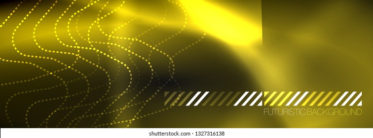 Dark neon light glowing template, abstract vector background lines design
