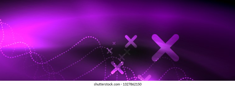 Plantilla de luminosidad de neón oscuro, diseño de líneas de fondo vectorial abstractas