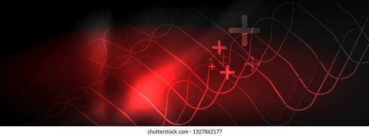 Dark neon light glowing template, abstract vector background lines design