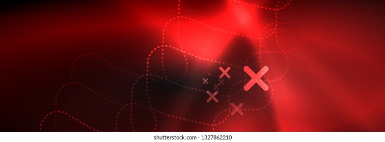 Dark neon light glowing template, abstract vector background lines design