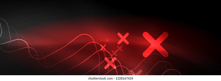 Dark neon light glowing template, abstract vector background lines design