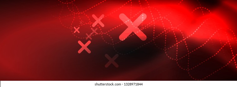 Dark neon light glowing template, abstract vector background lines design