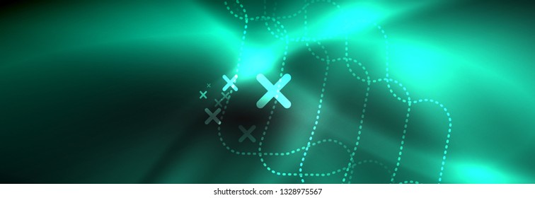 Plantilla de luminosidad de neón oscuro, diseño de líneas de fondo vectorial abstractas