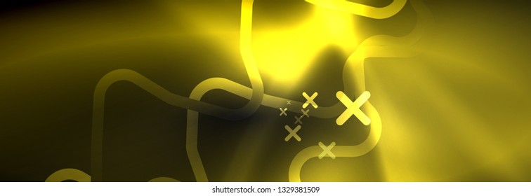 Plantilla de luminosidad de neón oscuro, diseño de líneas de fondo vectorial abstractas