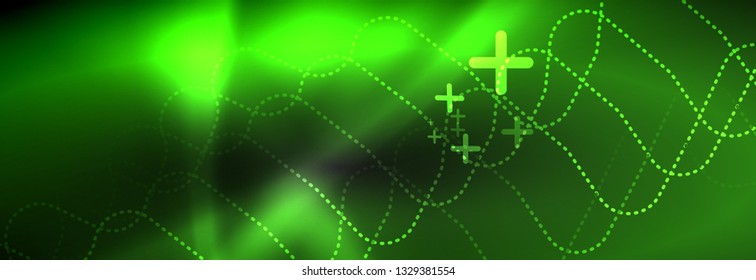 Dark neon light glowing template, abstract vector background lines design