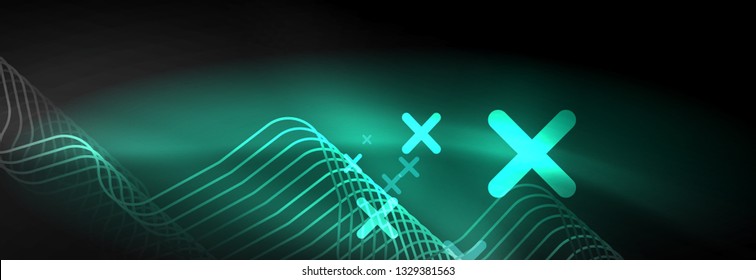 Plantilla de luminosidad de neón oscuro, diseño de líneas de fondo vectorial abstractas
