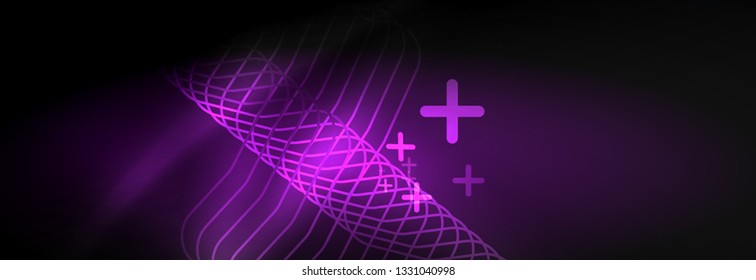 Plantilla de luminosidad de neón oscuro, diseño de líneas de fondo vectorial abstractas
