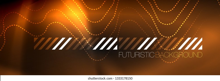 Dark neon light glowing template, abstract vector background lines design