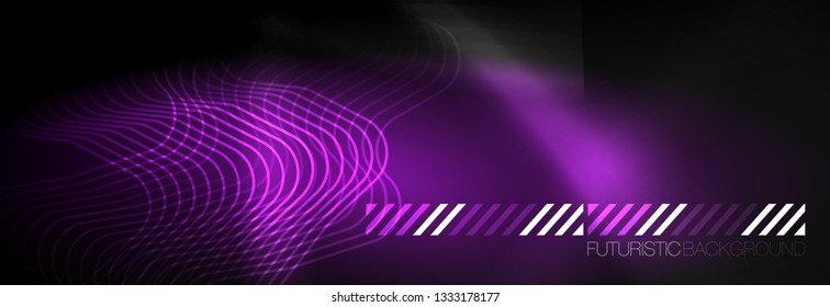 Dunkle Neon-hellglühende Vorlage, abstrakte Vektorhintergrundlinien, Design