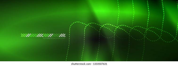Dark neon light glowing template, abstract vector background lines design
