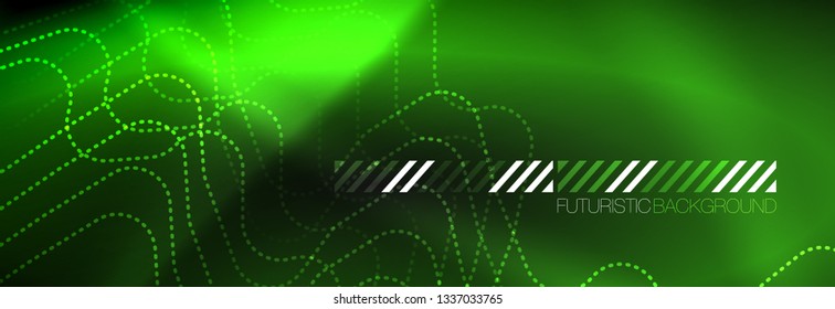 Dark neon light glowing template, abstract vector background lines design
