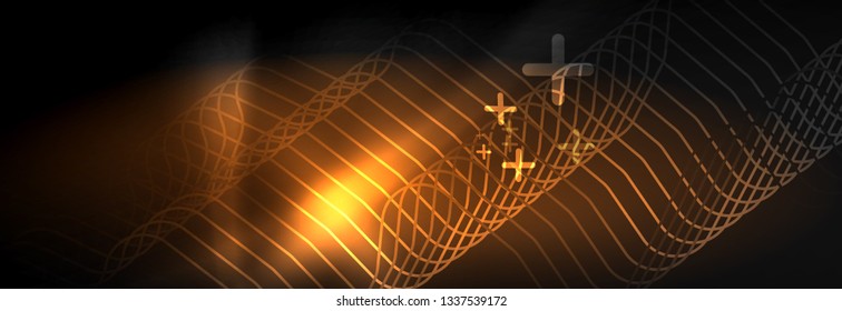 Dark neon light glowing template, abstract vector background lines design