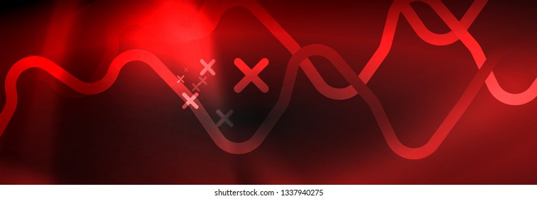 Dark neon light glowing template, abstract vector background lines design
