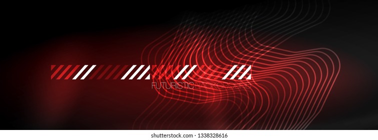 Dark neon light glowing template, abstract vector background lines design