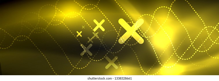 Dark neon light glowing template, abstract vector background lines design