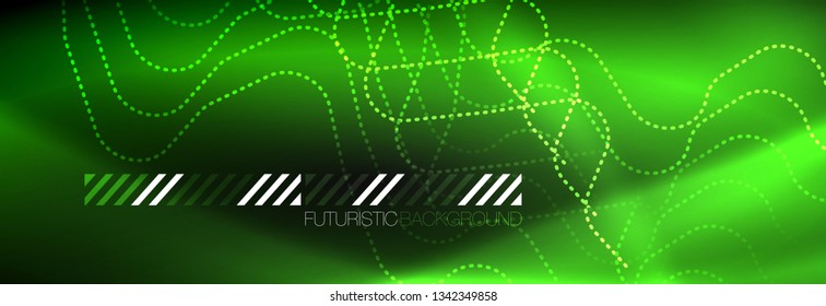 Plantilla de luminosidad de neón oscuro, diseño de líneas de fondo vectorial abstractas