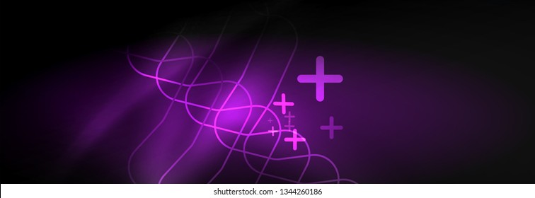Plantilla de luminosidad de neón oscuro, diseño de líneas de fondo vectorial abstractas