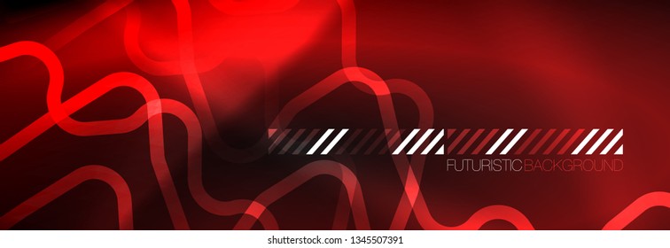 Dark neon light glowing template, abstract vector background lines design
