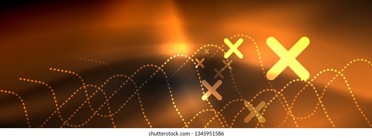 Dark neon light glowing template, abstract vector background lines design