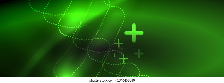 Dark neon light glowing template, abstract vector background lines design