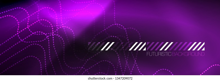 Plantilla de luminosidad de neón oscuro, diseño de líneas de fondo vectorial abstractas