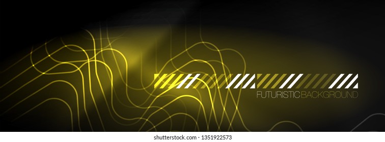 Dunkle Neon-hellglühende Vorlage, abstrakte Vektorhintergrundlinien, Design