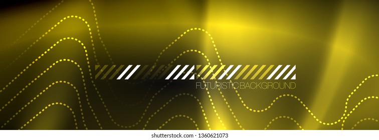Dark neon light glowing template, abstract vector background lines design