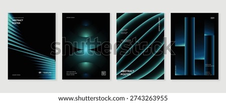 dark neon poster background vector background with black teal blue colors. Modern design for poster, cover, and branding.