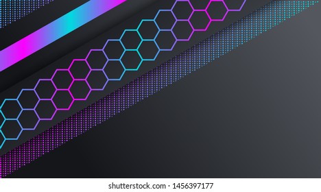 Dark Neon Technology Banner Background Template, suitable for presentation, banner promotion, brochure